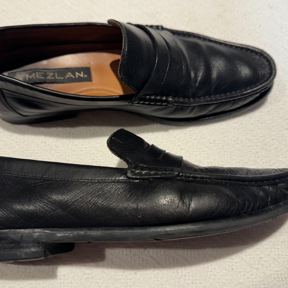 Mezlan Black Leather Loafers Shoes Made in Spain 8.5